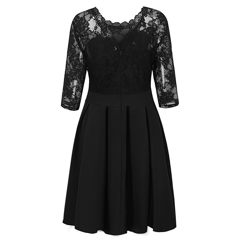 New Summer Women Sheer Lace Panel Dress 