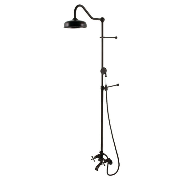 Kingston Brass CCK2665 Vintage Wall Mount Clawfoot Tub Faucet Package with Shower Combo and Hand Shower, Oil Rubbed Bronze
