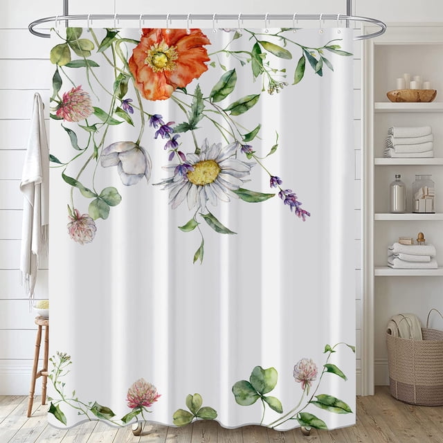 Flmtop Rideau de Douche Feuille Verte Feuille de Bananier Palmier Botanique Doublure de Rideau de Douche Rideaux de Douche Lavables à la Machine Installation Facile Rideaux de Douche de Bain avec Crochets pour Maison Salle de Bain Appartements Dortoirs