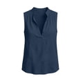 thumbnail image 5 of Aezemi Women Cotton Linen Tank Top, Collared V Neck Summer Beach Vacation Shirts, Fashion Sleeveless Lightweight Tunic Tops, 5 of 6
