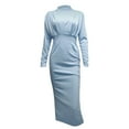 thumbnail image 1 of OJinShaWanO Robe Chandail Court Mode Robe Femme Taille Élégante Robe Manches Coupe Ajustée Robe Couleur Longue Unie Travail Robe Femme, 1 of 2