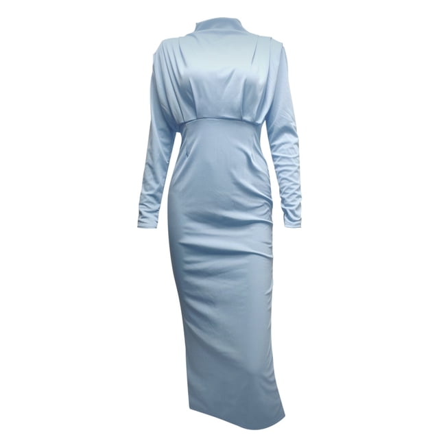 OJinShaWanO Robe Chandail Court Mode Robe Femme Taille Élégante Robe Manches Coupe Ajustée Robe Couleur Longue Unie Travail Robe Femme