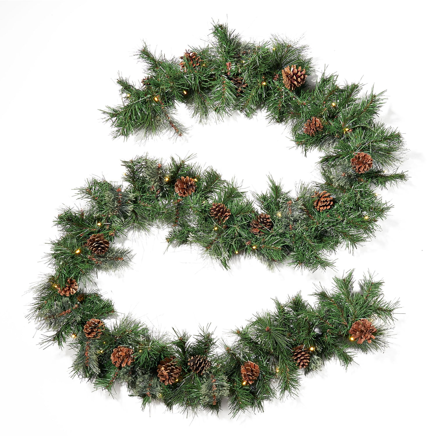 Canddidliike 9 FT Prelit Christmas Garland with Pinecones, Warm White