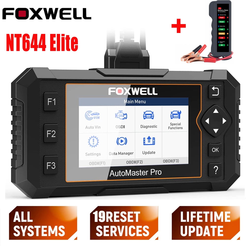 Foxwell NT644 Elite Automative OBD2 Scanner Full System Code Reade TPMS SRS  ABS EPB OIL 19 Reset Diagnostic Tool 12V Car Battery Tester