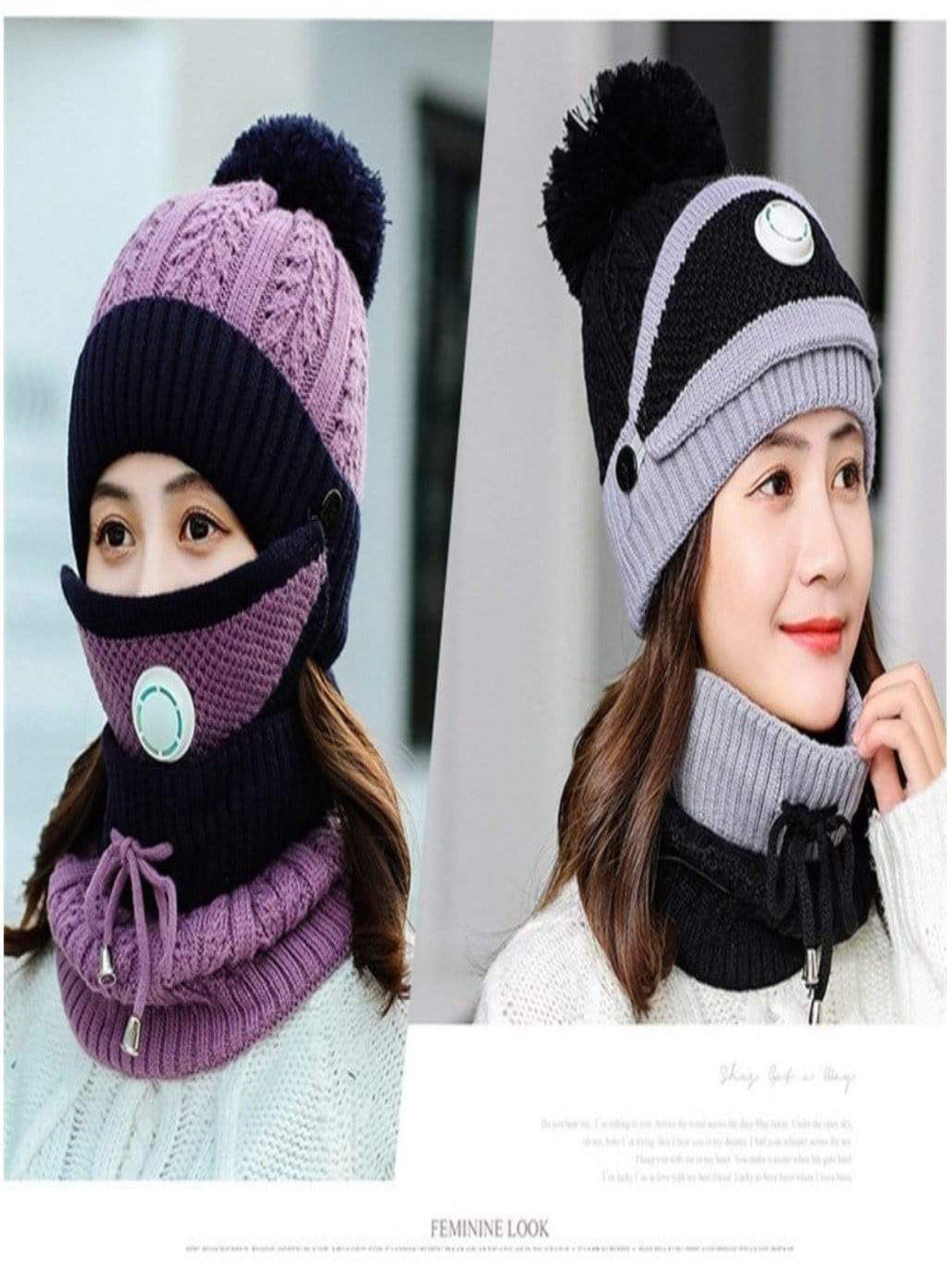Women 3pcs Winter Hat Set For The Cold Weather