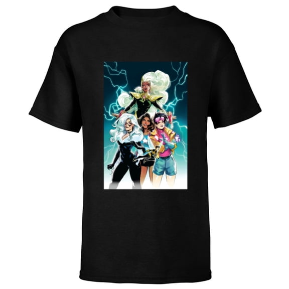 Marvel Women Storm Jubilee Wasp America Chavez & Black Cat - Short Sleeve T-Shirt for Kids - Customized-Black