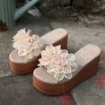 thumbnail image 5 of Pandaie Women's 3D Flower Platform Sandals Bohemia Dressy Wedge Slides Casual Summer Beach Slippers Open Toe Walking Outdoor Shoes Beige Size 6.5, 5 of 7