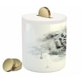 thumbnail image 2 of Animal Piggy Bank, Portrait of a White Tiger Wild Nature Predator Watercolor Splashes, Ceramic Coin Bank Money Box for Cash Saving, 3.6" X 3.2", Black Grey White, by Ambesonne, 2 of 4
