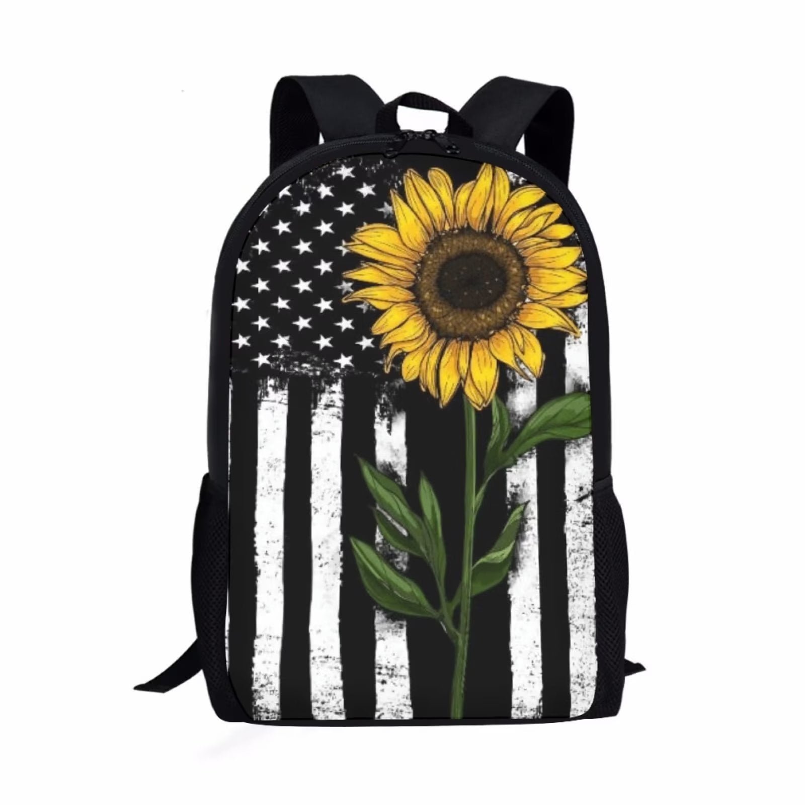 FKELYI Toddler Sunflower Backpacks,Water Resistant American Flag Travel