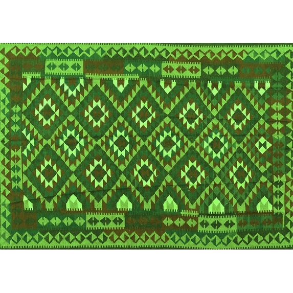 Ahgly Company Indoor Rectangle Southwestern Green Country Area Rugs, 2' x 4'
