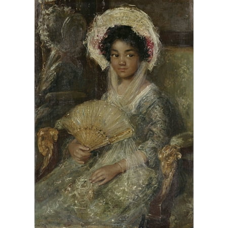 Fan Art - Young Woman With A Fan Canvas Art - (18 x 24)