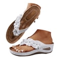 thumbnail image 3 of DXOUPM Sandales pour Femmes à Plateforme Compensée Sandales de Plage Sandales à Fleurs Strass Chaussures d'Été, 3 of 4