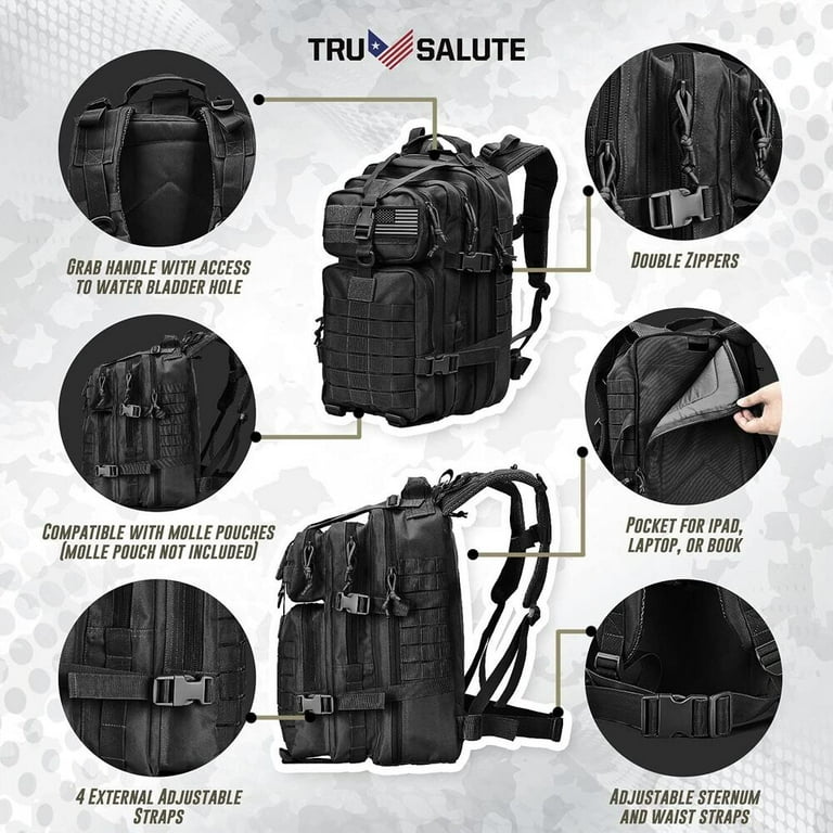 45L Large Military Tactical Backpack Army 3 Day Assault Pack Molle Bag Rucksack Walmart