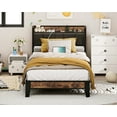 thumbnail image 3 of LIKIMIO Twin Metal Bed Frame with Storage Headboard, Retro Black, 3 of 8
