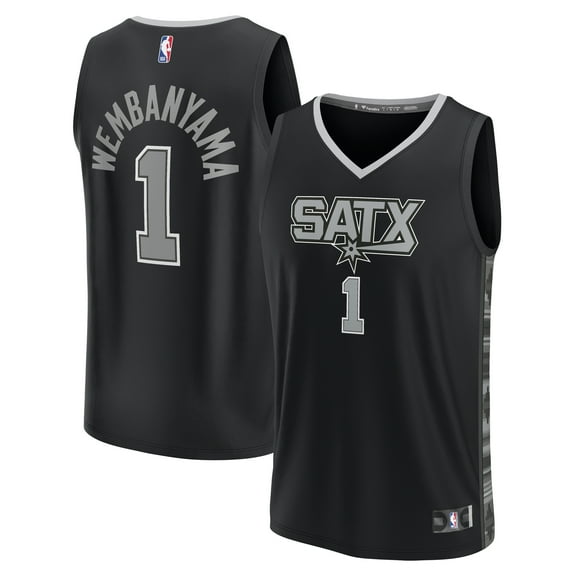 Youth Fanatics Victor Wembanyama Black San Antonio Spurs Fast Break Player Jersey - Statement Edition