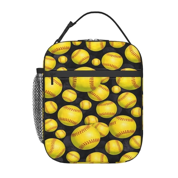 Softball Lunch Bag Reusable Thermal Lunch Tote with Handle for Women and Men