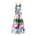 thumbnail image 4 of Ovticza Petite Dresses for Women 2023 Spaghetti Strap Sleeveless Maxi Dresses V Neck a Line Womens Summer Dresses Long Floral Women Sundresses Colorful S, 4 of 5