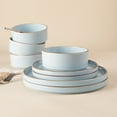 thumbnail image 7 of Famiware Nebula Stoneware Dinnerware Sets, 12-Piece Dish Set, Light Blue with Brown Rim, 7 of 7