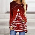 thumbnail image 2 of biudgviw Christmas Long Sleeve Shirts for Women Print Crew Neck Tunic Tops Comfy Soft Curved Hem Blouses Festival Party Outfits, 2 of 5
