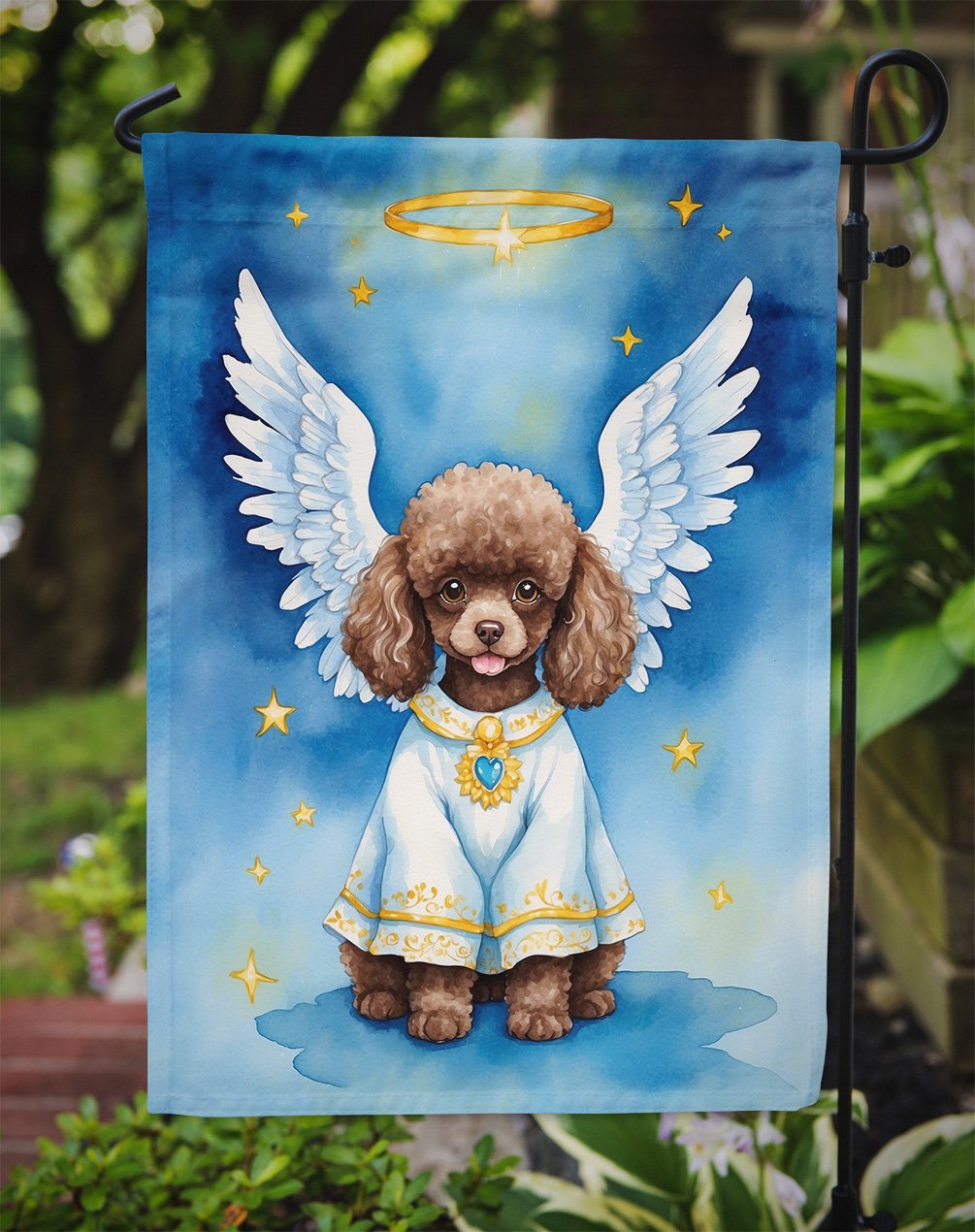 Chocolate Poodle My Angel Garden Flag 11.25 in x 15.5 in