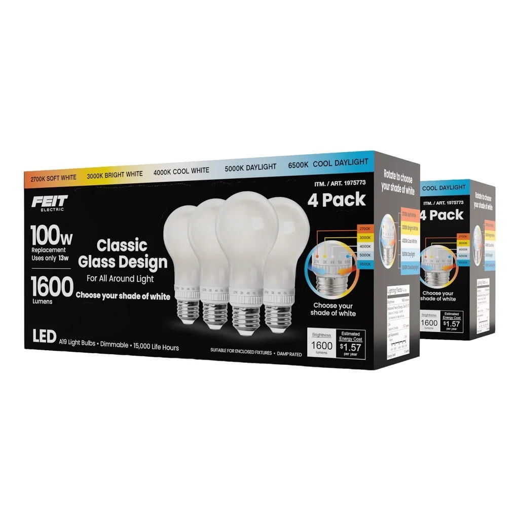 Feit Electric 電球 4個パック 2箱セット Feit Electric, LED Light Bulb, 8.8W 60W Equivalent, Selectable