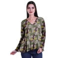 thumbnail image 2 of Moomaya Empire Waist Top Printed Dress V-Neck Full Sleeve Tunic Peplum Top For Women, 2 of 6