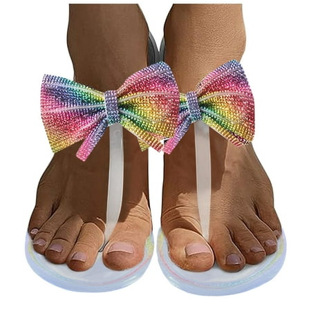 

Comfortable Sandals for Women Sandals Classic Summer Sandals Sandals WomenLadies Summer Rhinestone Bow Jelly Clip Toe Beach Large Size Flat Transparent SandalsClear37