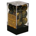 thumbnail image 2 of D6 Dice Set - Gemini - Black-Gold with Silver (16mm), 2 of 2