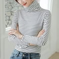 thumbnail image 4 of Minnieouse Ropa interior de cuello alto de mujer de invierno Moda Casual Patrón de rayas Camisa Poliéster Top Ropa para suéter Abrigo Prendas para la parte del cuerpo Raya negra Minnieouse AP013822-02, 4 of 6