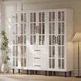 thumbnail image 2 of RichYa 3Pcs Bookcases with Doors,5-Tier Bookshelves with Storage Cabinet,Combination Display Cabinets for Home Office Living Room,White(AAB), 2 of 10
