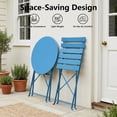 thumbnail image 6 of Yardgrace 3-Piece Folding Steel Patio Bistro Set, 2 Chairs and Table, Peacock Blue, 6 of 8