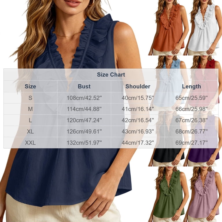 EazyTech Women's Summer Solid Color Sleeveless Top – Scalloped V