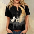 thumbnail image 2 of JULMCOMO Halloween Shirts for Women Cotton Linen Funny Witch Ghost Pumpkin Print Henley Casual Tunic Tops Holiday Costume Graphic Tees Black S, 2 of 9