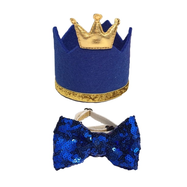 Adorable sombrero para fiesta de cumpleaños de gato y perro con lazo, accesorio para disfraz de cosplay (azul)