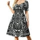 thumbnail image 1 of Vestido de noche de lujo con estampado caleidoscopio de mármol, manga corta, blanco y negro, para mujer, 2025, 1 of 7