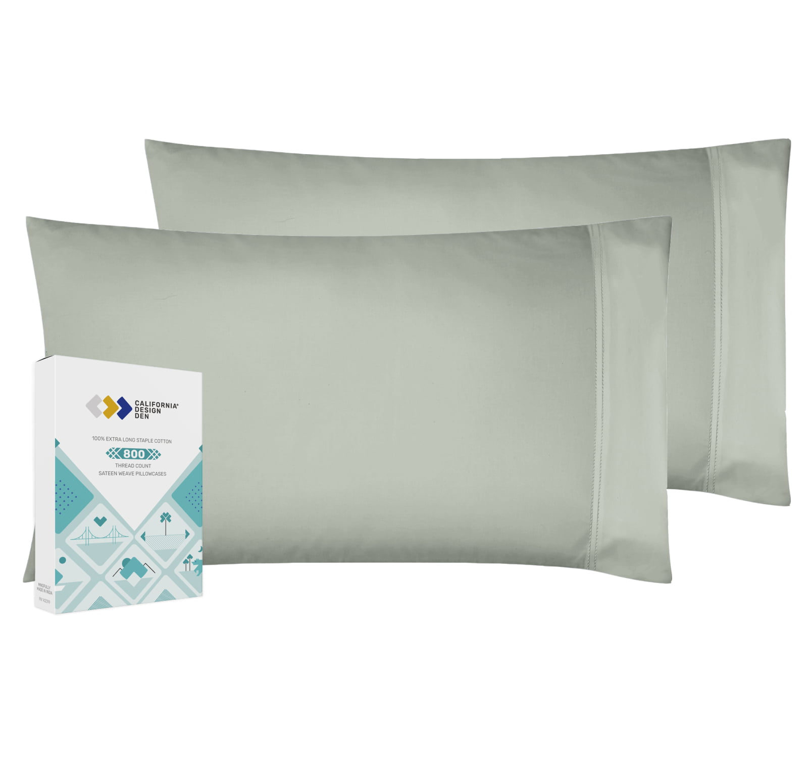 Pizuna 800 Thread Count Cotton White Standard Pillowcases White Standard Size 100% Cotton Pillow Cases 100% Long Staple Cotton Smooth Sateen Pillow Cases Thickly Woven Set of 2 Pillow Covers