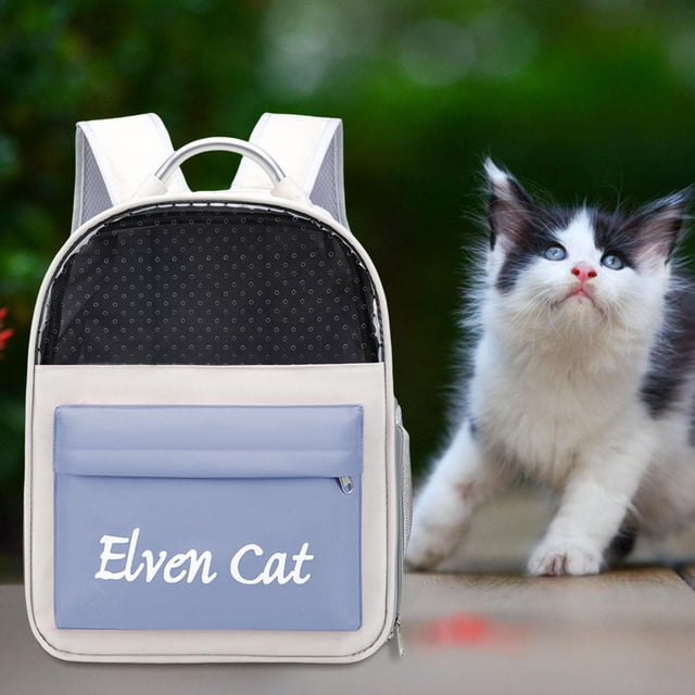 Gato portátil, mochila grande de diseño superventilado, bolso de hombro, transportador de viaje para mascotas, para mascotas pequeñas que caminan al a Azul