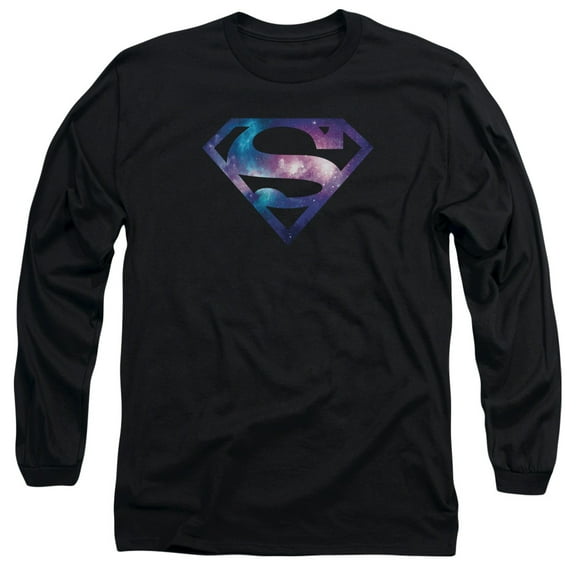 Superman Galaxy Shield Long Sleeve Adult 18/1 T-Shirt Black
