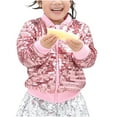 thumbnail image 4 of SELONE Kids Sparkly Sequin Jacket Zipper Solid Long Sleeve Fall Winter Outwear Pink L, 4 of 4