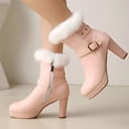 thumbnail image 4 of Women's Fashion Belt Buckle Round Toe Side Zipper Ankle Boots, 4 of 4