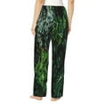 thumbnail image 3 of Goofa Lush Foliage Green Plant Printed Soft Pajama Pants for Women, Wide Leg Comfy Casual Lounge Yoga Pants-Medium, 3 of 9