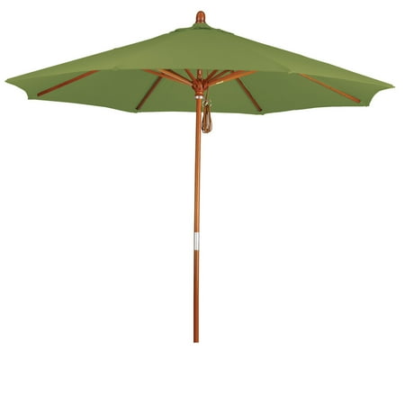 - Eclipse Collection 9 Wood Market Umbrella Pulley Open Marenti Wood/Pacifica/Ginkgo