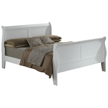 Passion Furniture PF-G3190A-FB Louis Philippe Sleigh Bed with High Footboard, White - Full Size
