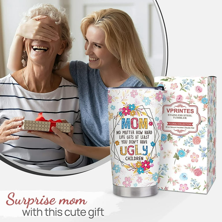 Gifts for Mom from Daughter Son, Mom Gifts for Christmas, Birthday Gifts  for Her, Gag Gifts for Mother Who Have Everything, Funny Ugly Children  Travel Cup, 20 Oz Coffee Cup, Insulated Mom