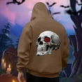 thumbnail image 2 of Mens Hoodies Sweatshirt Pullover Halloween Skull Graphic Loose Hooded Mens Work Clothing,Brown,M, 2 of 4