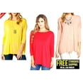 thumbnail image 2 of X3 piece Jack David Collection PIKO TOP Style 3/4 Sleeve Casual of shoulder Boat Neck T-Shirt, 2 of 2