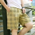 thumbnail image 4 of Wholesale New Loose Fashion Shorts Pure 100% Cotton Casual 4 color Selection Plaid Clothing Beach Shorts Men, 4 of 5