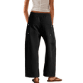 thumbnail image 3 of Women Baggy Barrel Sweatpants Casual Drawstring Wide Leg Pants Lounge Cargo Trousers with Pockets, 3 of 7