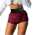 thumbnail image 6 of Felirenzacia Women's Sequin Shorts Sparkly Hot Pants Velvet Fully Lined Wide Elastic Waistband Shorts for Party Raves,Hot Pink,XL, 6 of 9