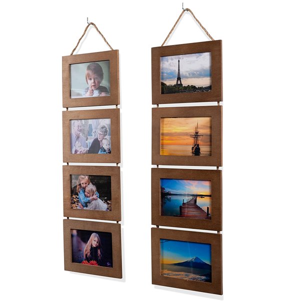 Wallniture Wood Photo Collage Picture Frame Walnut Finish Total 8
